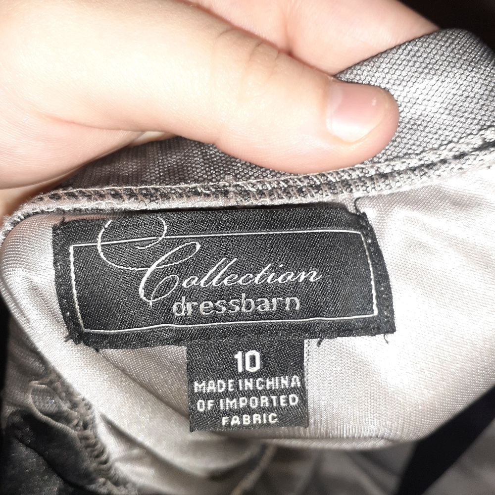 Dress, black lace with silver underdress size 10 brand from dress barn